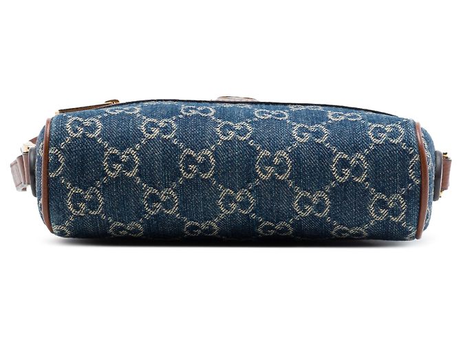 Borsa a Tracolla Gucci Mini GG Denim Ophidia Blu - vista 3