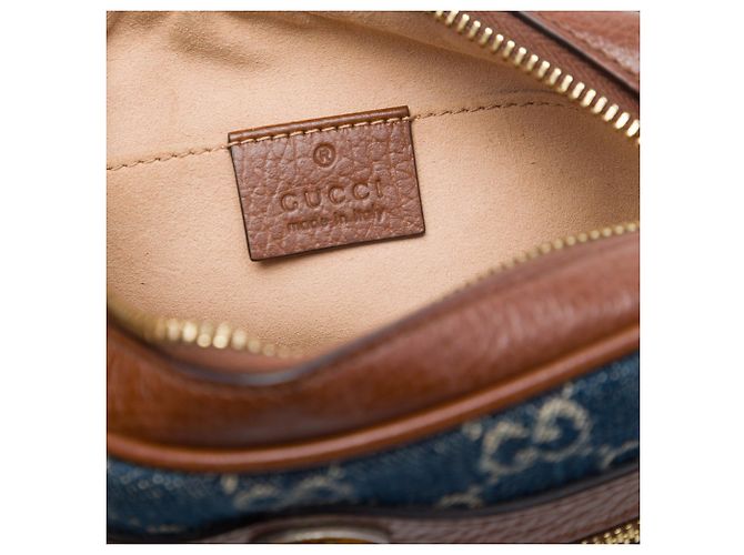 Borsa a Tracolla Gucci Mini GG Denim Ophidia Blu - vista 5