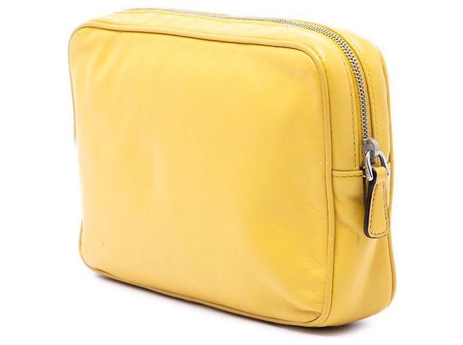 Clutch da polso in pelle gialla Prada Giallo - vista 2