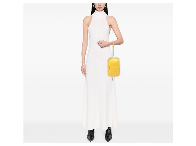 Clutch da polso in pelle gialla Prada Giallo - vista 6