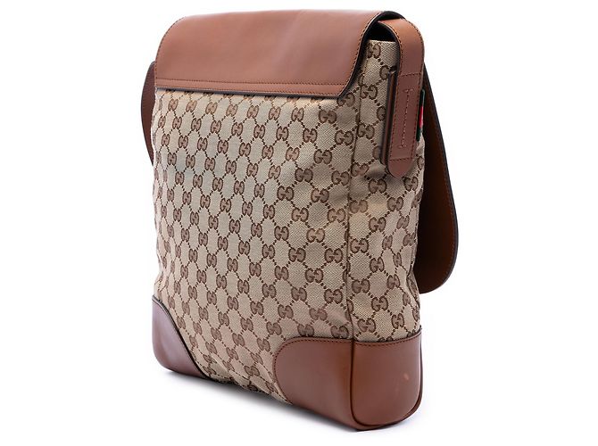 Borsa a tracolla Gucci GG Canvas e vitello beige - vista 2