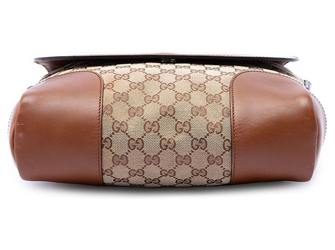 Borsa a tracolla Gucci GG Canvas e vitello beige - vista 3