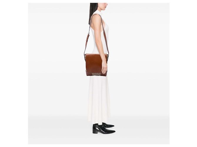 Borsa a tracolla Gucci GG Canvas e vitello beige - vista 6