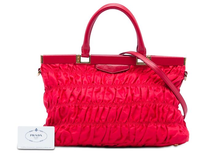 Borsa a mano Prada Tessuto Gaufre rossa con struttura Rosso - vista 6