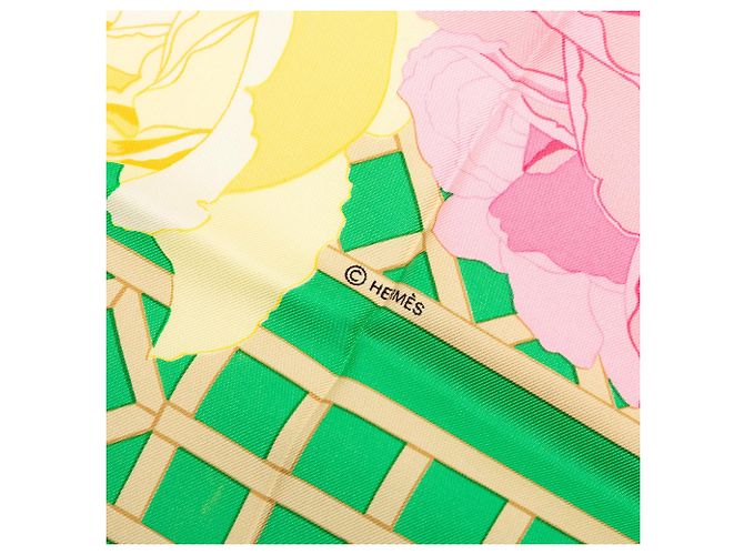 Foulard di seta Hermès Roseraie Verde 90 Scarves - vista 7