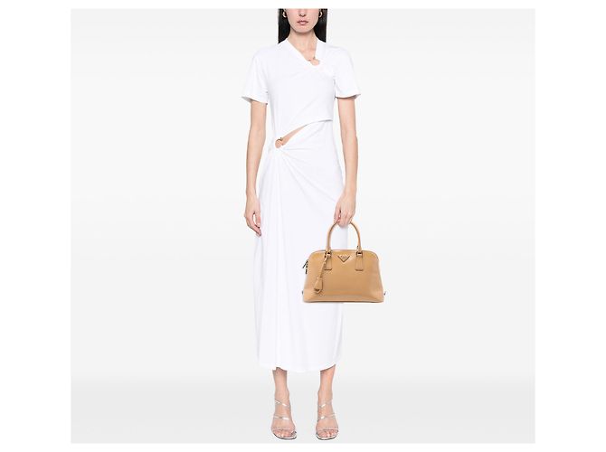 Borsa Prada Promenade Medium Saffiano Vernice Tan Cammello - vista 6