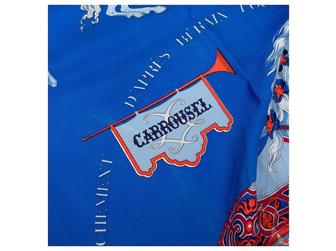 Foulard di seta Hermès Carrousel Blu 90 - vista 2