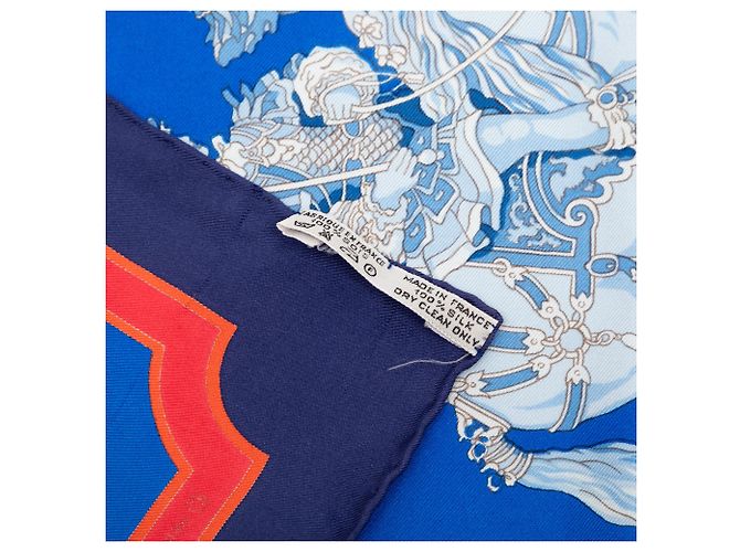 Foulard di seta Hermès Carrousel Blu 90 - vista 4