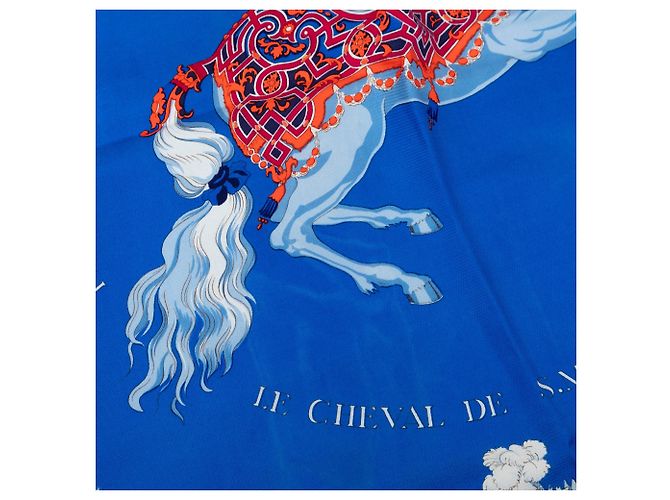 Foulard di seta Hermès Carrousel Blu 90 - vista 6