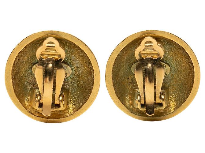 Orecchini a cerchio Chanel CC placcati oro D'oro - vista 2