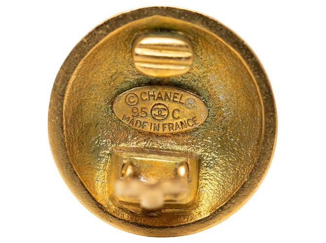 Orecchini a cerchio Chanel CC placcati oro D'oro - vista 3