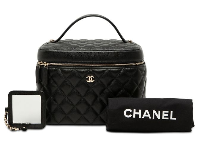 Vanity Beauty Case Chanel Medium CC Quilted Caviar Nero - vista 7