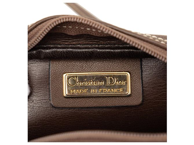 Borsa a tracolla Dior in pelle marrone con cuciture e logo CD - vista 5