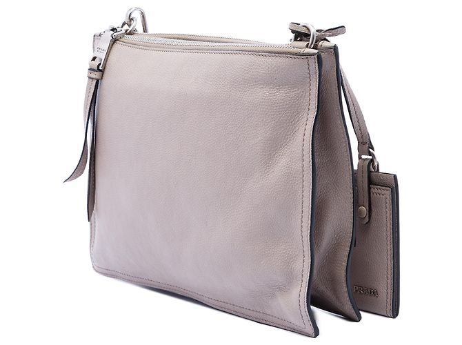 Borsa Satchel Prada Glace Calf Etiquette Grigia Grigio - vista 2