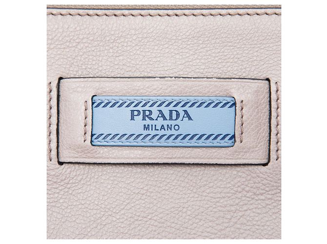 Borsa Satchel Prada Glace Calf Etiquette Grigia Grigio - vista 5