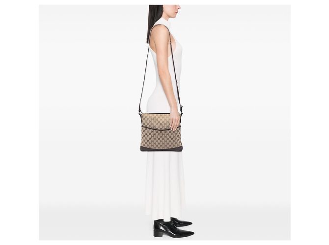 Borsa crossbody Gucci GG Canvas beige - vista 5