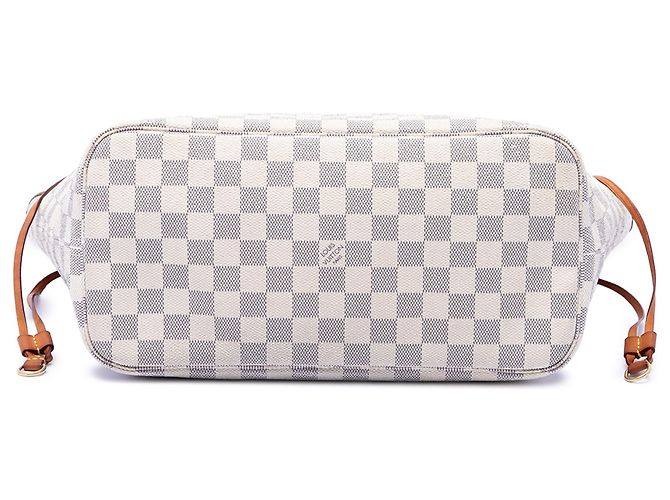 Borsa Tote Louis Vuitton Neverfull MM Damier Azur Bianca Bianco - vista 3