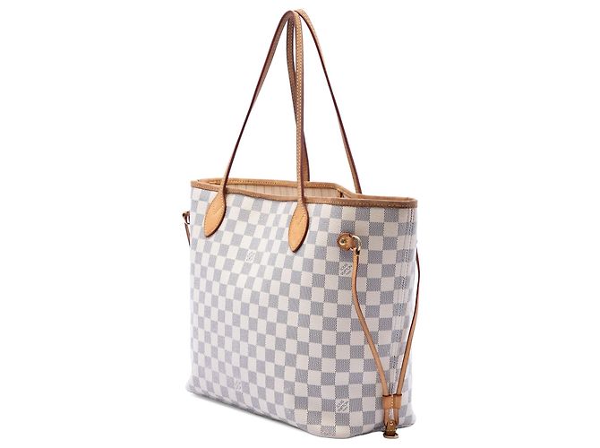 Borsa Tote Louis Vuitton Neverfull MM Damier Azur Bianca Bianco - vista 2