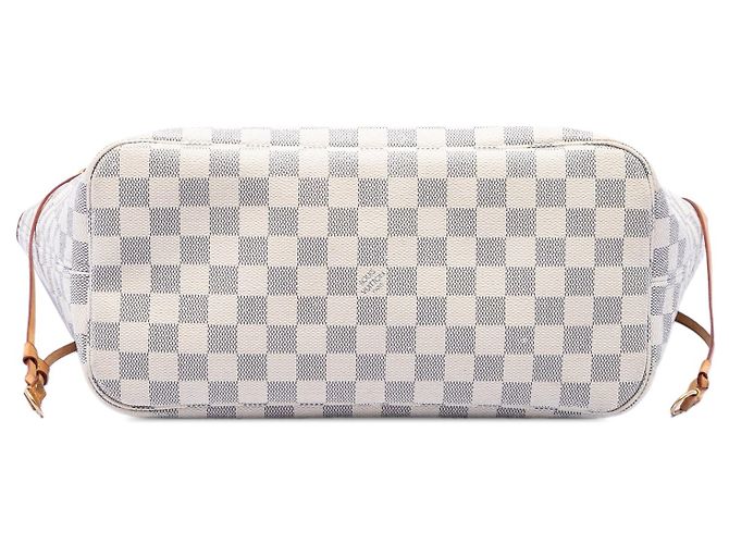 Borsa Tote Louis Vuitton Neverfull MM Damier Azur Bianca Bianco - vista 3