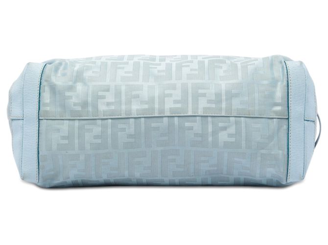 Borsa Tote Fendi Zucca in nylon blu Zip Code - vista 3