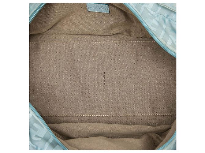 Borsa Tote Fendi Zucca in nylon blu Zip Code - vista 4