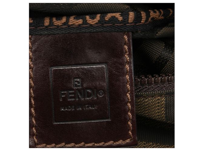 Borsa a mano mini Fendi Zucca in tela marrone - vista 5