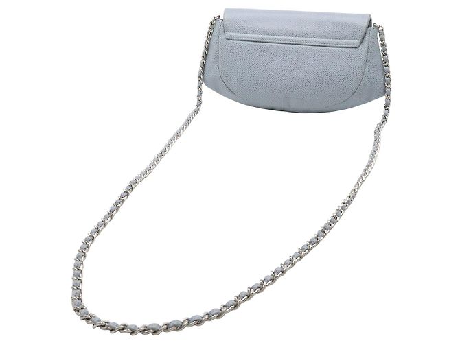 Borsa a tracolla Chanel CC Caviar Half Moon Wallet on Chain Blu - vista 2