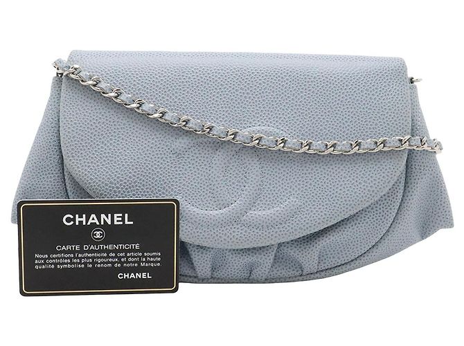 Borsa a tracolla Chanel CC Caviar Half Moon Wallet on Chain Blu - vista 9