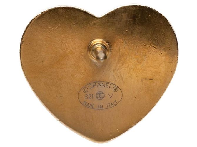 Spilla a Cuore Matelassé Chanel CC Placcata Oro D'oro - vista 3