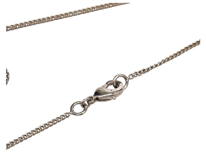 Collana con pendente Chanel CC in ottone e perle sintetiche argento - vista 3