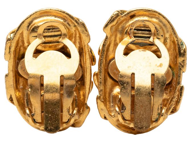 Orecchini a clip ovali placcati oro Chanel CC Gold D'oro - vista 2