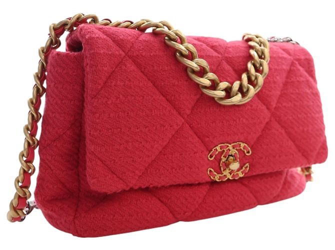 Borsa Chanel Large Tweed 19 Flap Satchel Rosa - vista 2