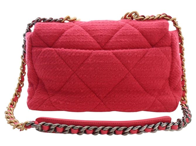Borsa Chanel Large Tweed 19 Flap Satchel Rosa - vista 4