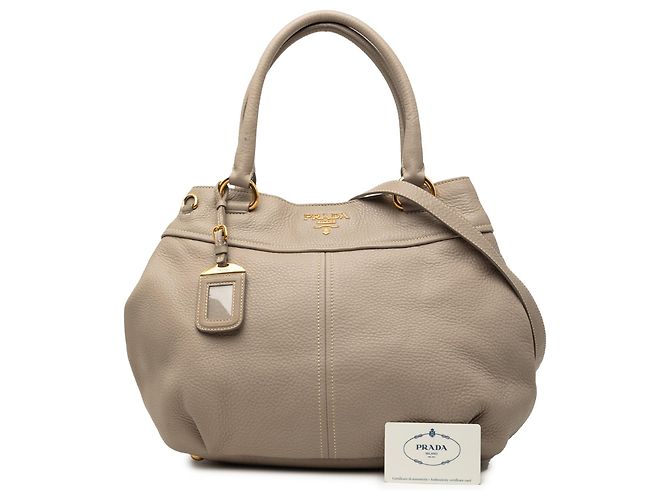 Borsa Tote Satchel aperta convertibile Prada Vitello Daino marrone - vista 7