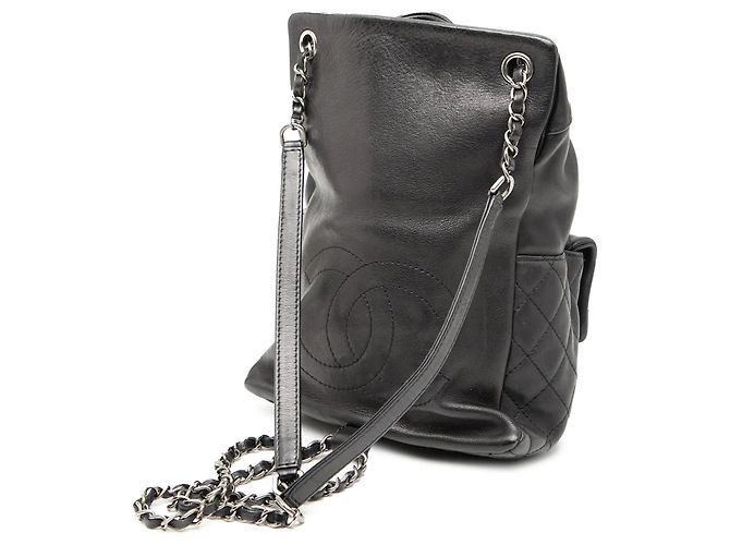 Black Chanel Small CC Calfskin Drawstring Flap Backpack - view 2
