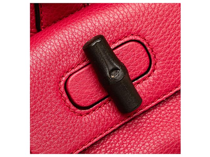 Bamboo Zaino Daily Gucci in pelle rosa con bambù - vista 7