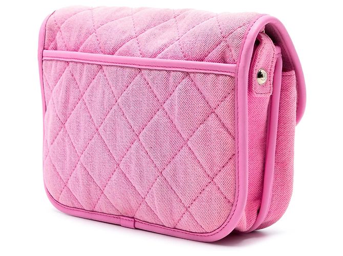 Borsa a tracolla Chanel Small CC Quilted Denim Messenger Flap Rosa - vista 2