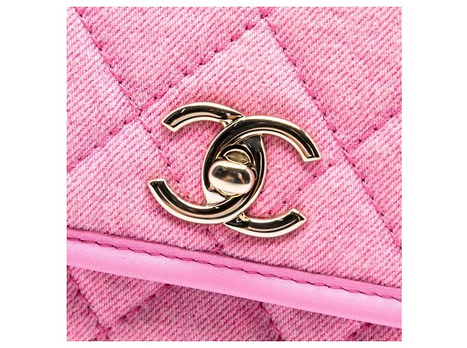Borsa a tracolla Chanel Small CC Quilted Denim Messenger Flap Rosa - vista 5