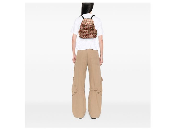 Zaino Burberry Medium TB Monogram in nylon marrone - vista 6
