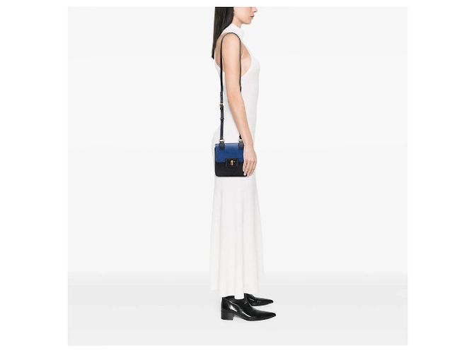 Borsa a tracolla con patta Prada Bicolor Saffiano Cuir Nera Nero - vista 10
