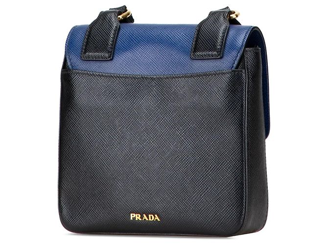 Borsa a tracolla con patta Prada Bicolor Saffiano Cuir Nera Nero - vista 2