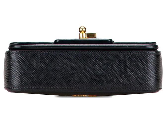 Borsa a tracolla con patta Prada Bicolor Saffiano Cuir Nera Nero - vista 3