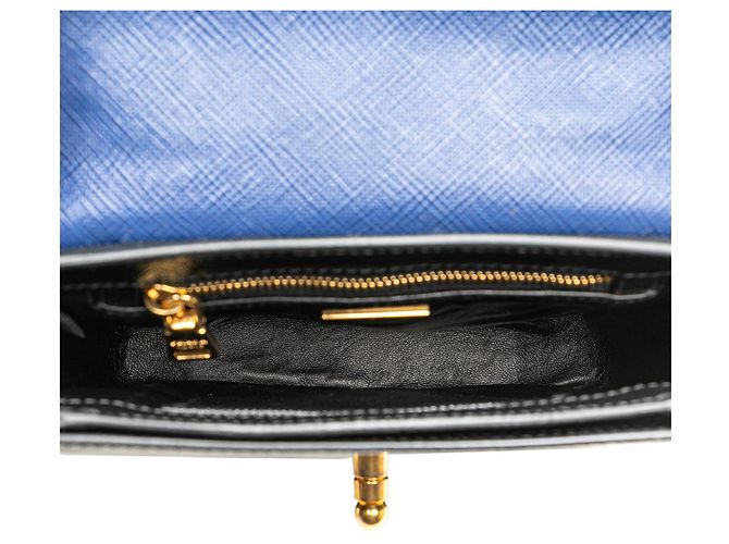 Borsa a tracolla con patta Prada Bicolor Saffiano Cuir Nera Nero - vista 4