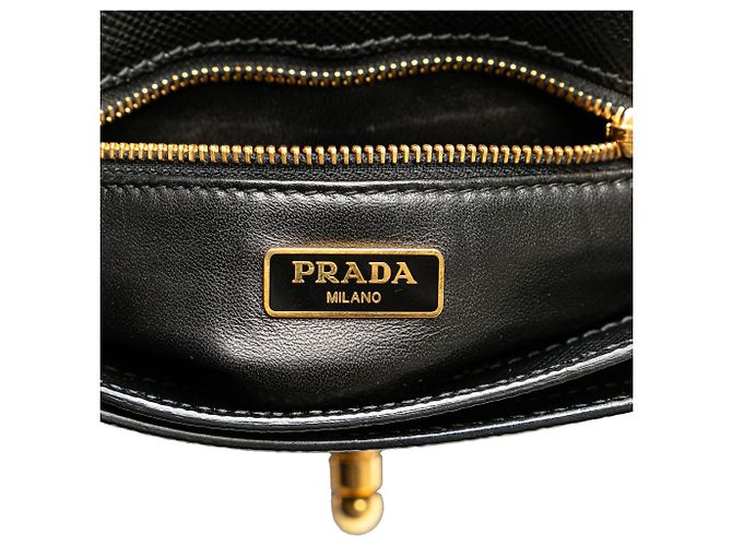 Borsa a tracolla con patta Prada Bicolor Saffiano Cuir Nera Nero - vista 5