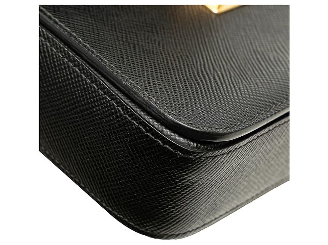 Borsa a tracolla con patta Prada Bicolor Saffiano Cuir Nera Nero - vista 9