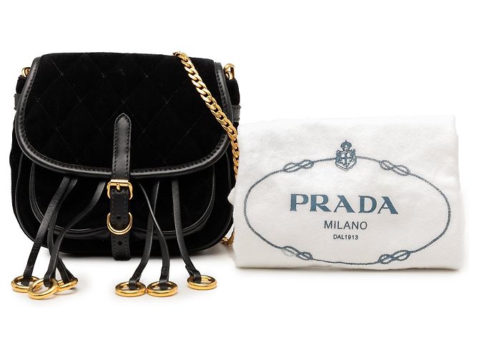 Borsa crossbody Prada Impuntu Velluto Corsaire nera Nero - vista 7