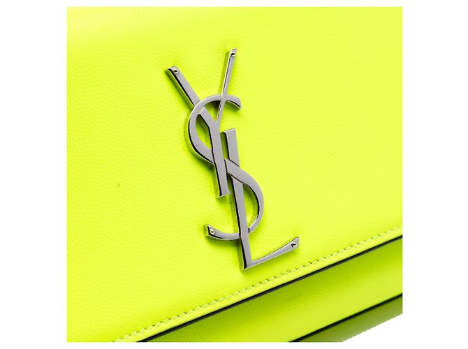 Borsa a tracolla Small Patent Grain de Poudre Monogram Kate Yellow Saint Laurent Giallo - vista 5