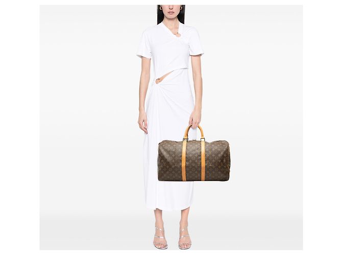 Borsa da viaggio Louis Vuitton Monogram Keepall 50 Marrone - vista 14
