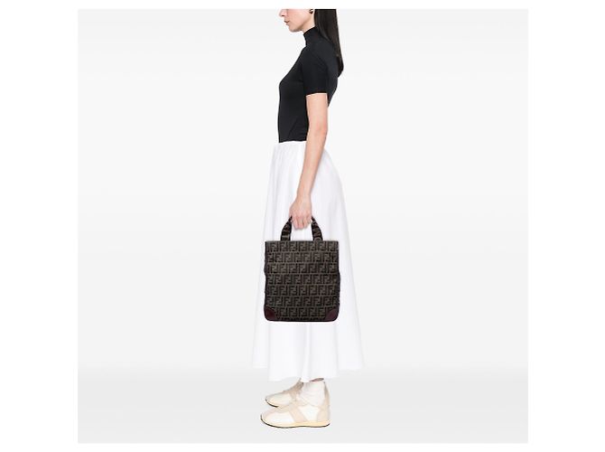 Shopping Tote Fendi Zucca Canvas Marrone - vista 6