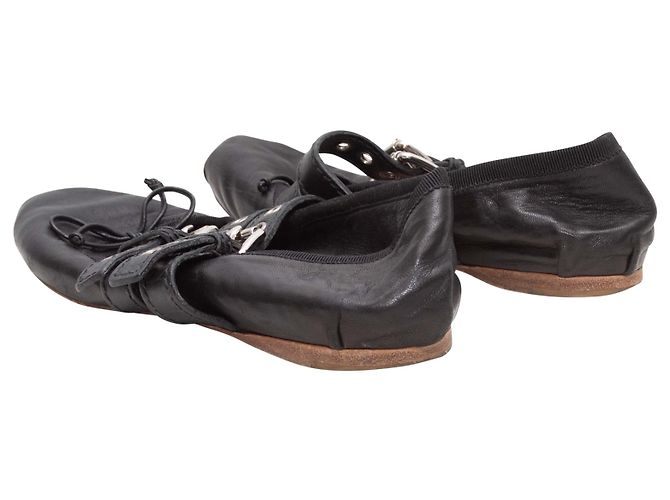 Bailarinas de piel Miu Miu con doble hebilla negras 36.5 Negro - vista 4
